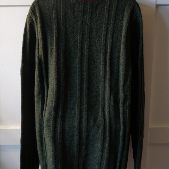 Green Ribbed Crewneck Sweater with Stripes - Picture 4 of 8